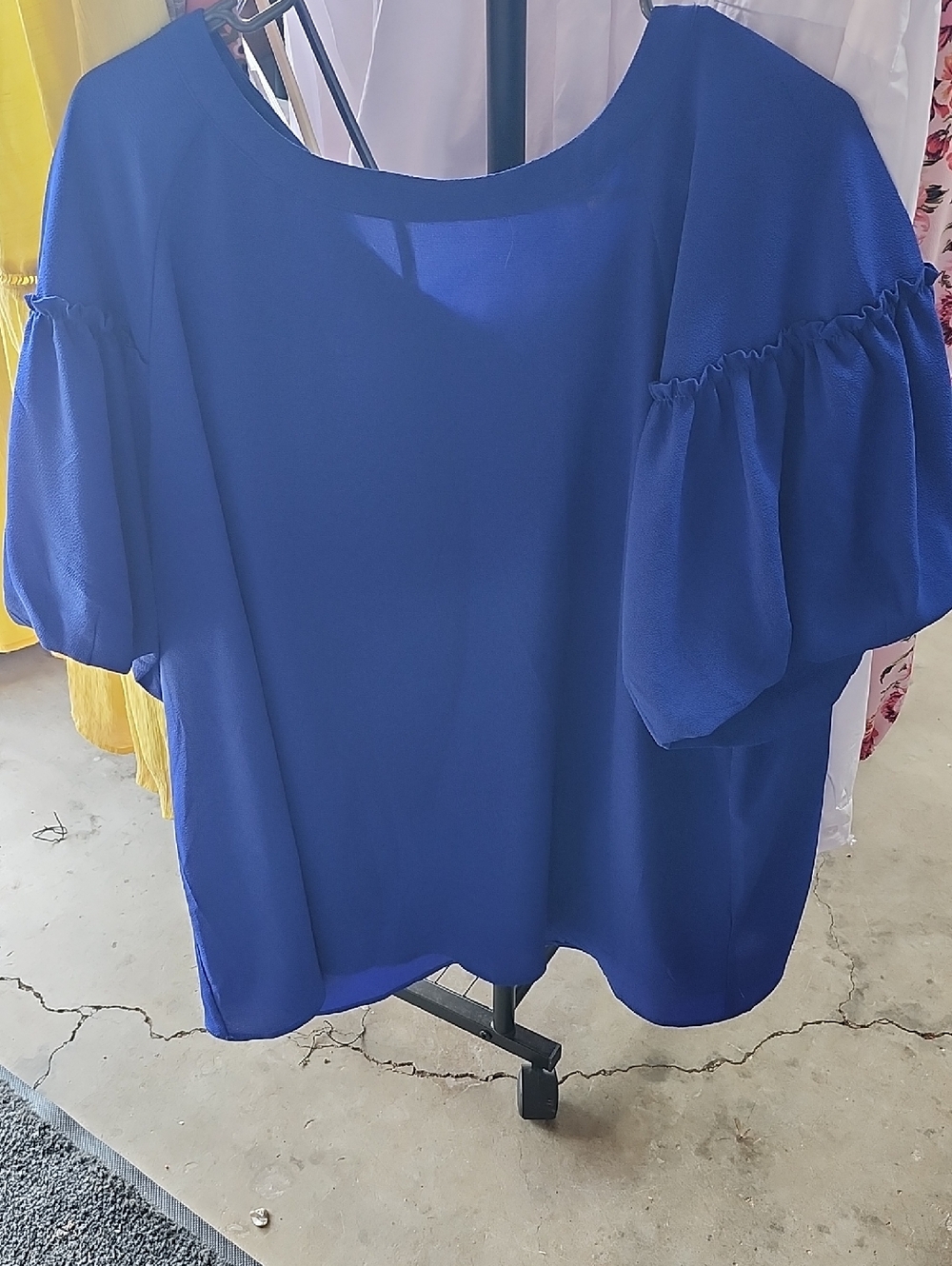*Royal Blue Puff Sleeve Blouse 3 Blouses For $12.00